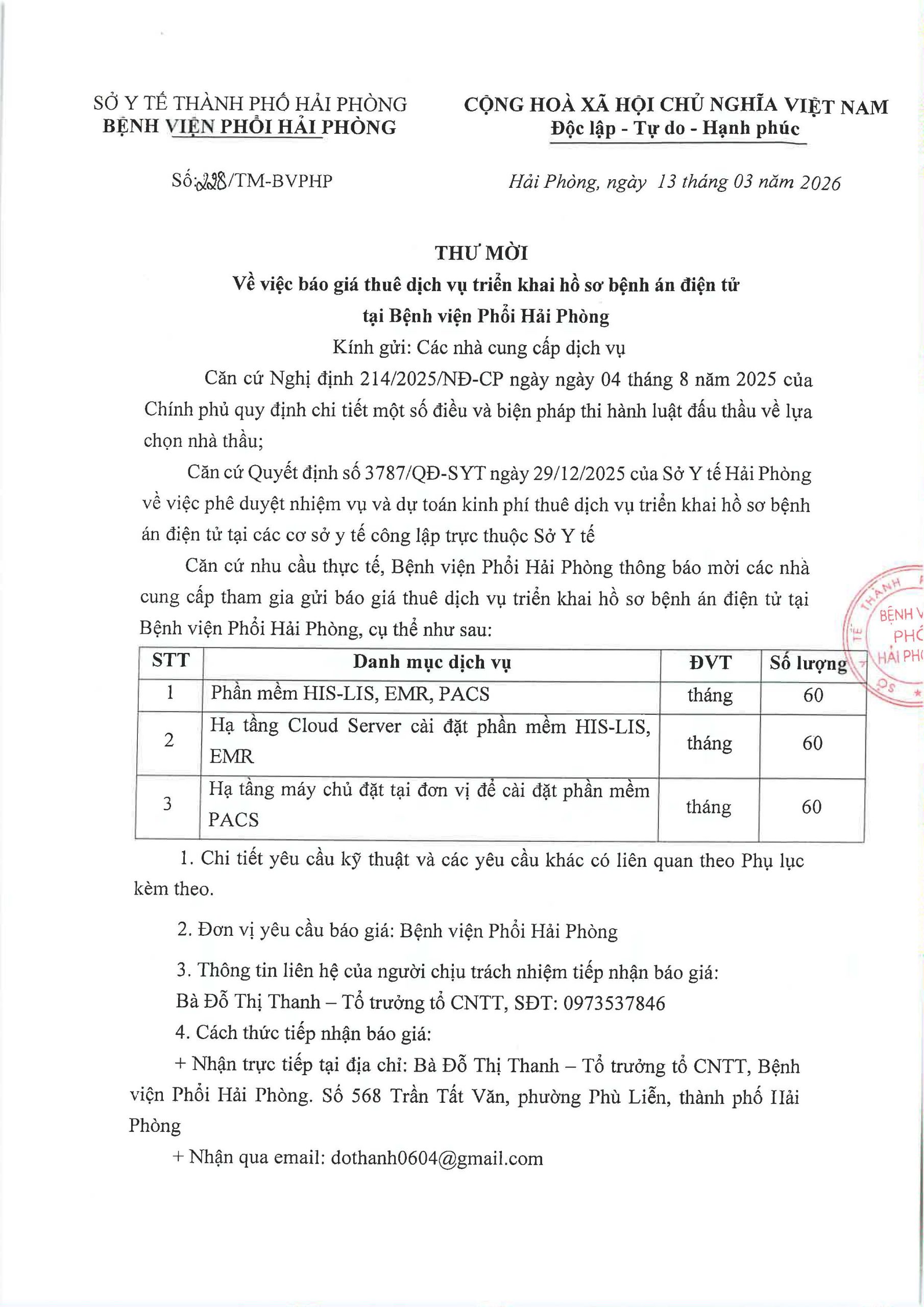 Thư Mời Báo Giá Gói Thuê Page 1