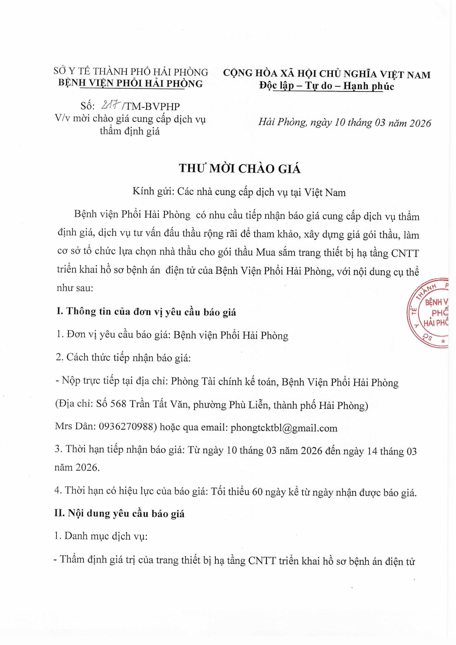 Thư Mời Chào Giá Thẩm định Page 1